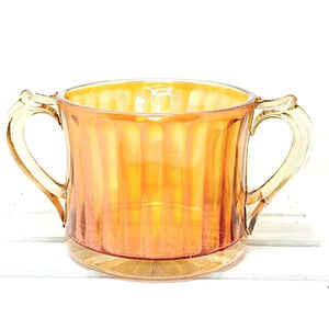 Vintage Amber Carnival Glass Sugar Bowl